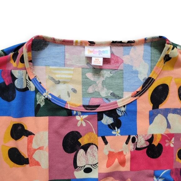 Lularoe x Disney Irma Minnie Mouse Multicolor Geometric Tunic Top Women Sz XS - Picture 4 of 6